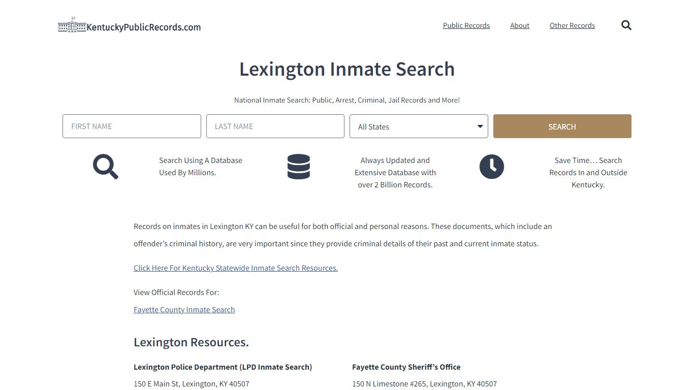 Lexington Inmate Search - LPD Current & Past Jail Records